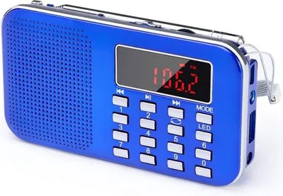 Produktbild von Handgeklappte Notfall-Radio mit MP3 und Taschenlampe - Blaue Ausführung