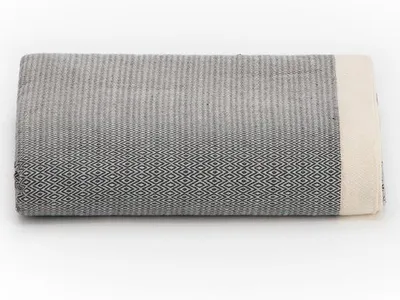 Image de Unyqoos® Lantara, plaid en coton avec motif losange, fabriqué à partir de coton recyclé, couleur gris foncé, dimensions 190 x 290 cm – Idéal pour couvrir un lit ou un canapé