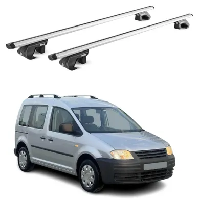 Produktbild von Dachträger Grundtäger für VW Caddy 2004-2020 3-5 tür 90kg Alu Silber 2 tlg ABE, KI-generiertes Bild