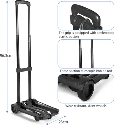 Immagine prodotto di Carrello spesa pieghevole - Leggero carrello a mano a 2 ruote - Ideale per la spesa e il trasporto di bagagli o merci