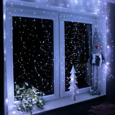Obrázek produktu pro LED světelný závěs - 3x3m, 300LED, 8 funkcí, ovladač, 3xAA, IP44, studená bílá