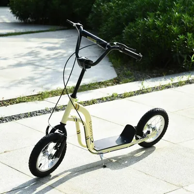 Zdjęcie produktu dla Hulajnoga Dziecięca Od 5 Lat Hulajnoga Hulajnoga Dziecięca Hulajnoga Miejska Hulajnoga Dziecięca Kickboard Z Oponami Pneumatycznymi 12 Cali Guma Aluminium Beżowy 120 X 58 X 85-95 Cm