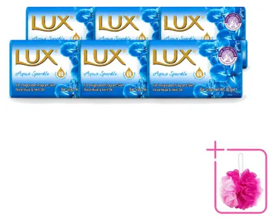 Productafbeelding van 6 x Lux Zeep Aqua Sparkle - Hydraterend - 80 g - Voordeelverpakking - 6 stuks