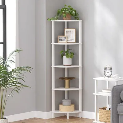 Immagine prodotto di Uniqoos® Libreria angolare autoportante con 5 ripiani, 30 x 30 x 130 cm – libreria salvaspazio in stile industriale, con piedini regolabili e sistema anti-ribaltamento, ideale per soggiorno, cucina o ufficio