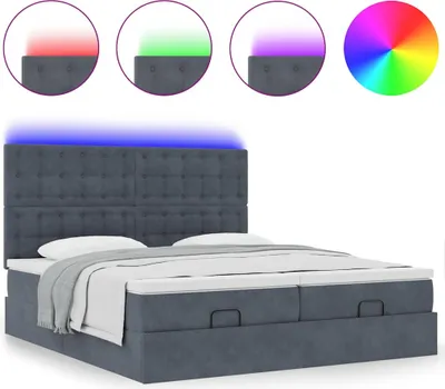 Obrázok produktu pre Osmanský rám postele s matracmi tmavosivá 160x200 cm zamat
