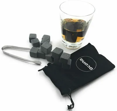 Image de ocona Pierres à whisky, glaçons réutilisables avec pince à glace, stéatite 12pcs