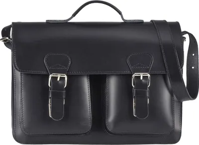 Produktbild von Ruitertassen kleine Aktentasche 38cm Herren Damen Leder Schultasche schwarz Lehrertasche 2 Fächer