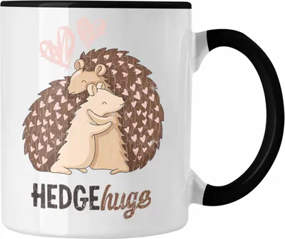 Produktbild von Trendation - Valentinstag Tasse Geschenk für Ihn Sie Lustig Hedgehugs Geschenkidee Becher Freund Freundin Liebe Paare (Schwarz)