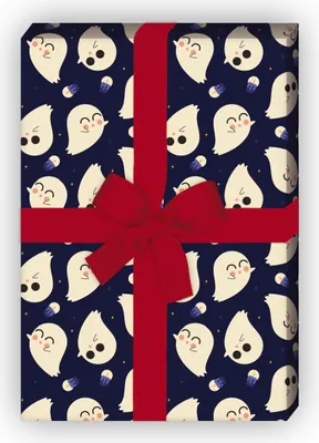 Produktbild von Lustiges Geister Geschenkpapier mit Gespenst nicht nur zu halloween - G8236, 32 x 48cm