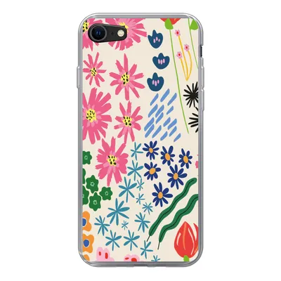 Produktbild von MuchoWow® Handyhülle Schutzhülle Hülle für iPhone SE 2020 Blume - Blätter - Feldblumen Silikon Softcase Handy Hülle - Kartenbesitzer