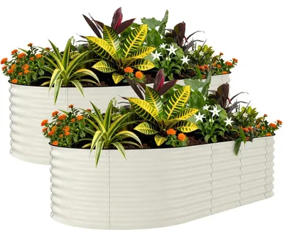 Produktbild von 2er Set Hochbeete für außen - Pflanzkasten aus verzinktem Stahl - 2,44x1,22x0,61 m - für Gemüse und Blumen - rostbeständig - einfacher Aufbau