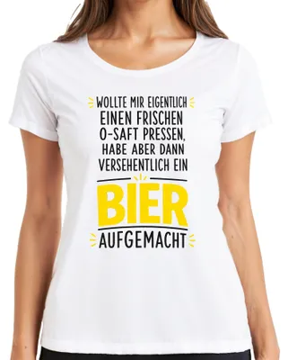 Produktbild von Versehentlich ein Bier aufgemacht Lustig Saufen Party Alkohol JGA Damen T-Shirt, Weiß, S