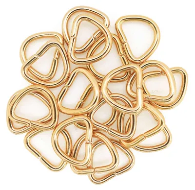 20 stabile Halbringe D-Ringe Metallring gold Größenwahl