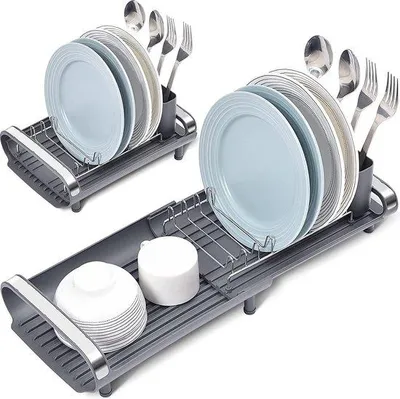 Image de Égouttoir réglable en acier inoxydable avec panier à couverts pour la cuisine