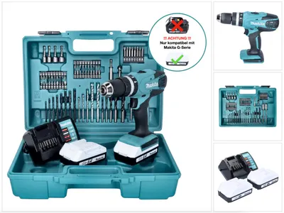 Obrázek produktu pro Makita HP457DWE10, Vrtačka s pistolovým držadlem, Černá, Modrá, 3,6 cm, 1,3 cm, 1,3 cm, 1,5 mm