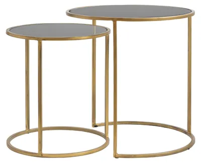 Produktbild von Light&living Bijzettafel S/2 Ø40x45+Ø50x52 cm DUARTE glas smoke-goud
