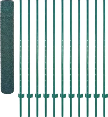 Image de vidaXL Clôture grillagée avec poteaux acier 25 x 2 m vert