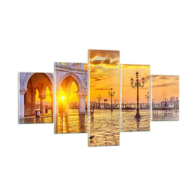 Produktbild von Bilder auf glas - Venedig Stadt - 125x70cm - Glasbilder - Wandbilder - Bilder - Kunstdruck - zum Aufhängen bereit - Wanddekoration aus Glas - Glas Bilder - Wandbild auf Glas - 5 Teile - GEA125x70-3665
