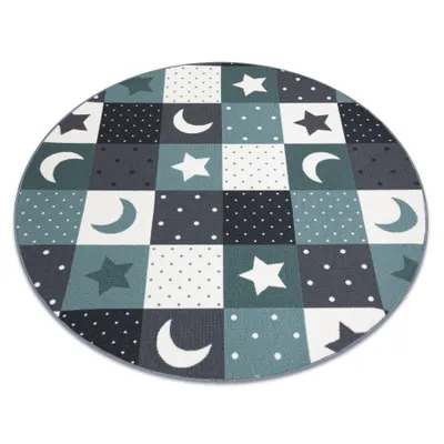 Immagine prodotto di Tappeto per bambini STARS cerchio stelle turchese / grigio azzurro ruota 100 cm