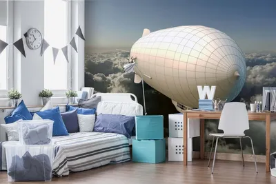 Produktbild von Vlies Fototapete FLIEGENDES LUFTSCHIFF 375 x 250 cm (inkl. Kleister) - Vlies Tapete, Wandtapete, Wandbilder - Tapete für Wohnzimmer Schlafzimmer, Büro, Küche - Montagefertig