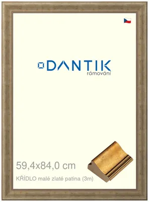 Obrázek produktu pro DANTIK rámeček 59,4x84 | KŘÍDLO malé zlaté patina (Plexi Čiré)