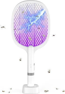 Produktbild von Elektrische Fliegenvernichter 5000V, 2000mAh, 2-in-1: Leistungsstarker Fliegenfänger, USB-C Insektenvernichter für Mücken, Fliegen und Motten