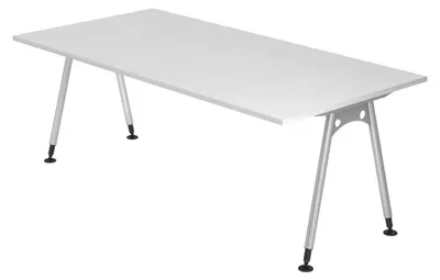 Zdjęcie produktu dla Biurko bümö seria A – kolor: biały, wymiary:  200 x 100 cm