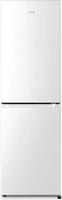 A white Gorenje refrigerator is shown with a logo at the top.