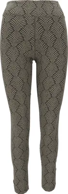 Produktbild von Jacquard Yoga-Hose, Yoga Leggings Baumwolle - Olive/schwarz, Damen, Grün, Baumwolle(Bio),Elasthan, Größe: L