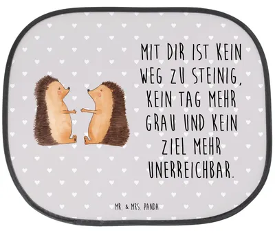Produktbild von Mr. & Mrs. Panda Auto Sonnenschutz Igel Liebe - Grau Pastell - Geschenk, Sonnenblende, Partner, Hochzeitstag, Hochzeit, Freundin, für, autofenster