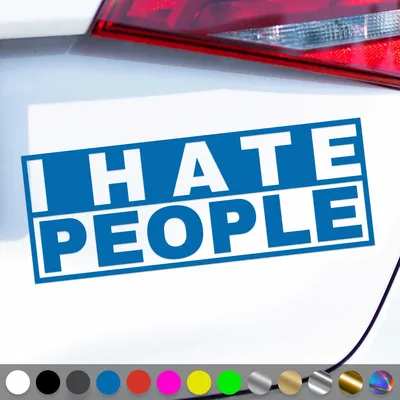 Produktbild von PantherPixel I hate People Aufkleber Ich Hasse Menschen Sticker Auto Geschenkidee Farbe Blau