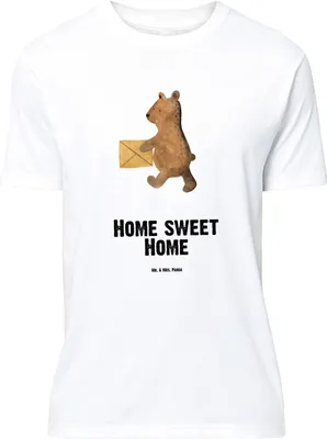 Produktbild von Mr. & Mrs. Panda Größe XL T-Shirt Bär Zuhause - Weiß - Geschenk, Tshirt, mit Spruch, Shirt, Teddy, Einzugsgeschenk Einzug Neues Haus Neue Adresse Umzug Umziehen