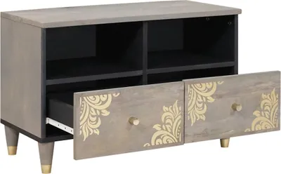 Productafbeelding van vidaXL TV-kast met lades, grijs, 70 x 33 x 46 cm, massief mangohout