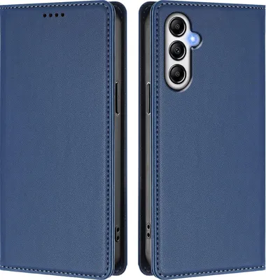 Image de Etui en cuir pour Samsung Galaxy A34 5G, étui magnétique en cuirPolyuréthaneavec support Bleu foncé