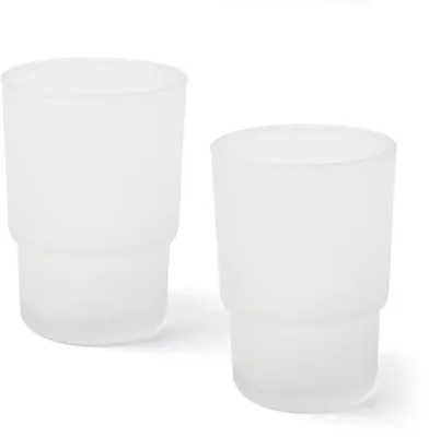 Produktbild von Glaszahnputzbecher Set von 2 hygienisch ohne Bohren