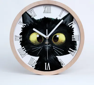 Produktbild von Holzuhr 20fi cm wanduhr - weiße Spitzen - Abbildung einer Katze