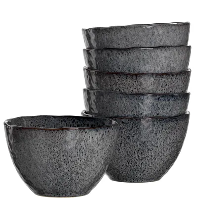 Produktbild von Leonardo Matera Keramik-Schalen, 6-er Set, spülmaschinengeeignete Schüsseln, 6 Steingut-Schalen mit Glasur, grau, 980 ml, Ø 15,3 cm, 018561
