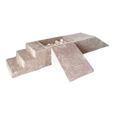 Produktbild von Monio for Kids - Beige Schaumstoff-Set Samt 5 Elemente Bällebad 100 Bälle abnehmbar waschbar Indoor Kinderzimmer Spielplatz
