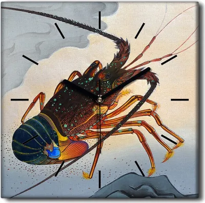 Produktbild von Coloray Uhr auf Leinwand 30x30 cm Wand Uhr Dekoration Wohnzimmer Segeltuch schwarze Hände -Japan Hummertier.