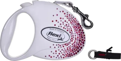 Produktbild von Flexi Glam Splash Pink mit Swarovski Crystals M - Dog Retractable Lead - 5 m - White
