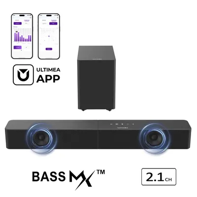 Produktbild von ULTIMEA 2.1-Kanal Soundbar mit kabellosem Subwoofer, 240 W Spitzenleistung, VoiceMX & BassMX, App-Steuerung, HDMI, Bluetooth® 6.0, Poseidon R3T
