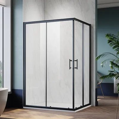Produktbild von SONNI Duschkabine Eckdusche Schiebetür 70x120x195cm Duschabtrennung Eckeinstieg Doppel Duschtür ESG Glas Dusche Schwarz