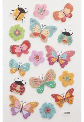 Immagine prodotto di Adesivi in gommapiuma con glitter - Farfalle, 16 pezzi - Dalprint dpCraft