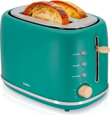 Produktbild von Briebe TA1166GRE Nordic Toaster 2 Scheiben Breite Schlitze mit Brötchenaufsatz, 6 Toast Stufen Grün
