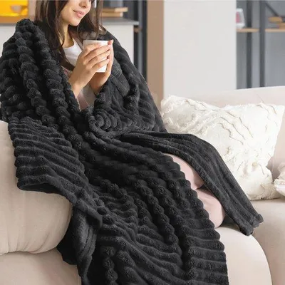 Produktbild von Famanu Fleece Plaid Ultrawarm 130x150 cm - Schwarz