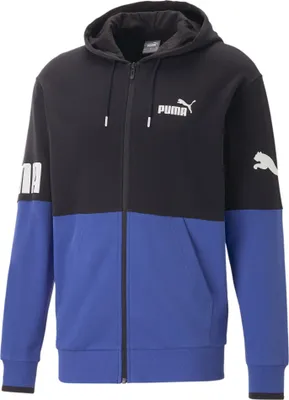Produktbild von PUMA POWER Colorblock Full-Zip Hoodie TR Herren Kapuzensweat schwarz-blau NEU XL
