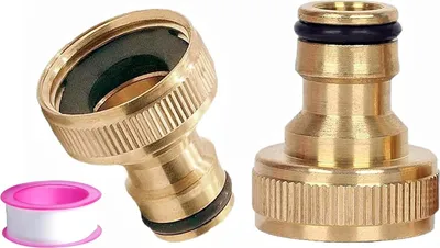 Produktbild von 3/4 Zoll Messing Gartenschlauch Hahn Anschluss, 2 Stück Weiblicher Gewindehahn Adapter, für Gartenschläuche, Bewässerungssysteme, Wasserhahn Adapter