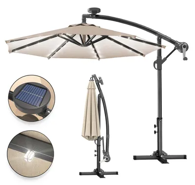 Produktbild von SUN LUCA | Sonnenschirm | Rund | Ø 300 cm | Taupe | LED | Ampelschirm, Marktschirm, Gartenschirm
