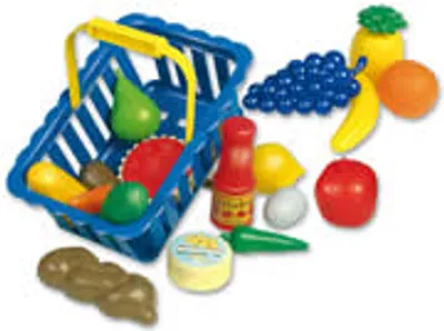 Produktbild von Dohany Kinder Supermarkt Einkaufskorb m. Spiellebensmittel 18-tlg. Kaufladen +3J