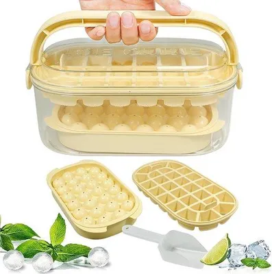 Produktbild von Famanu Eiswürfelform Set mit Deckel und Aufbewahrungsbehälter - 54 Eiswürfel